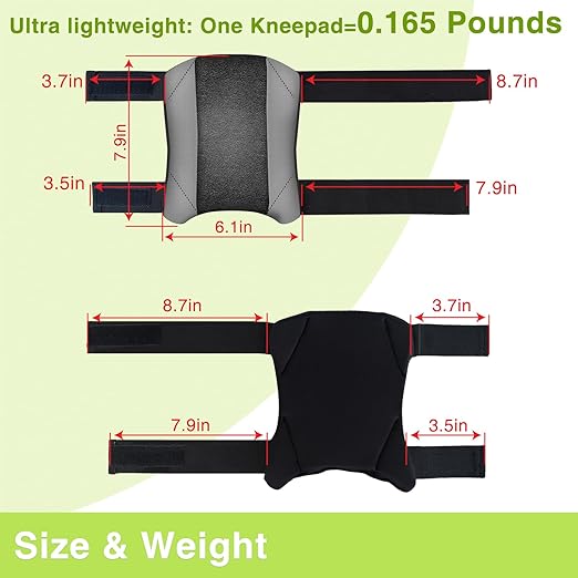 2 Pack Garden Knee Pads for Men Women, Lightweight Waterproof KneePads for Gardening, Anti Slip Leather Foam Padding Kneeling Pads for Flooring and Carpet Cleaning, House work, Gardening Maintain, Knee Protector,Gray