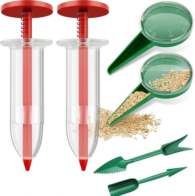 Mini Seed Spreader, Small Garden Tools, Mini Hand Seed Spreader,Small Seed Planter Tool, Manual Seedlings Dibber and Widger Set for Tiny Seeds