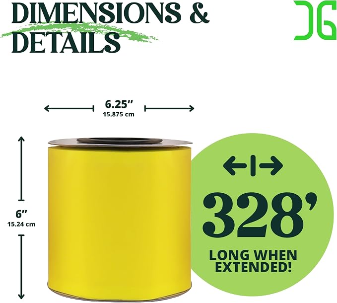 Catchmaster GRO XL AG Roll 4PK, Double Sided Adhesive Fly Tape Strips, Fungus Gnat Sticky Trap for Greenhouse, Garden, Nursery, Pest Control Gardening Supplies, Insect Trap, 328' x 6'' Yellow