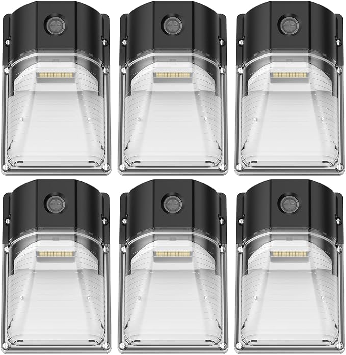 30W LED Wall Pack Light, Dusk to Dawn Outdoor Lighting Sensor, 3600LM, 5000K, LED Outdoor Wall Lights, 120Vac IP65 Waterproof Security Flood Light for Commercial, Porch, Garage, Garden, 6 Pack