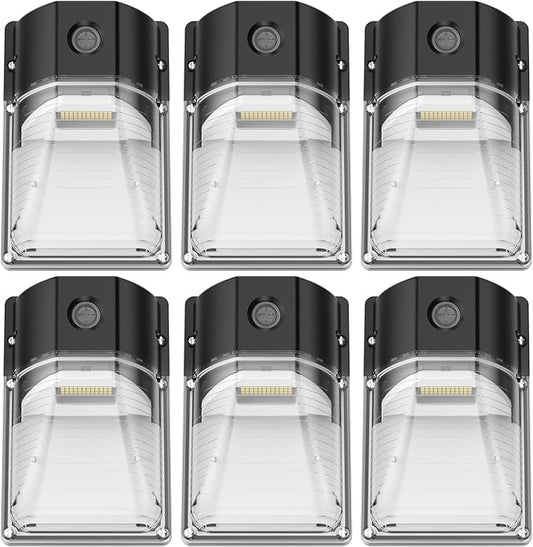 30W LED Wall Pack Light, Dusk to Dawn Outdoor Lighting Sensor, 3600LM, 5000K, LED Outdoor Wall Lights, 120Vac IP65 Waterproof Security Flood Light for Commercial, Porch, Garage, Garden, 6 Pack