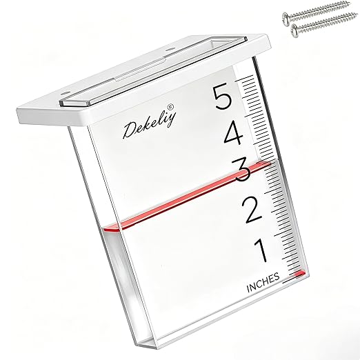 Waterfall Rain Gauge Outdoor with Clear Scale,Accurate 5-Inch Rain Gauges with Large Numerals &Easy-Read Red Float,Weather Resistant Outdoor Rain Gauge for Yard,Garden,Lawn,Deck,Fence
