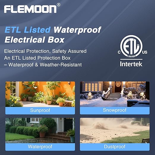 Flemoon [2 Pack] IP55 Small Outdoor Electrical Box Waterproof (Inner 5.9 x 3.2 x 1.8inch), Extension Cord Cover with Detachable Awning Covers for Plug, Outlet, Holiday Lights, Almond