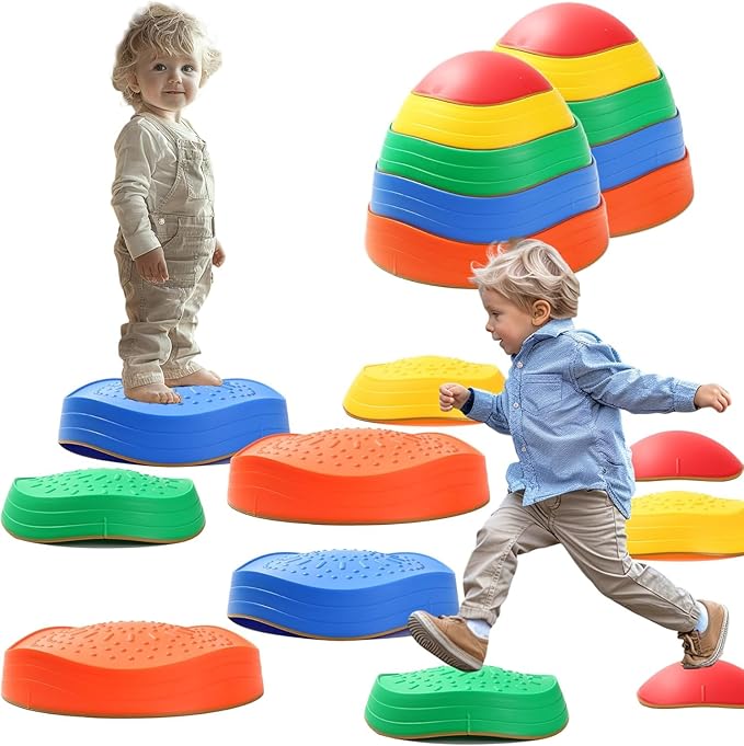 makarci Balance stepping stones for kids 10pc, non-slip toddlers sensory toys outdoor or indoor play, promoting motor skills and confidence,Coordination Toys for children age 3 4 5 6 7+