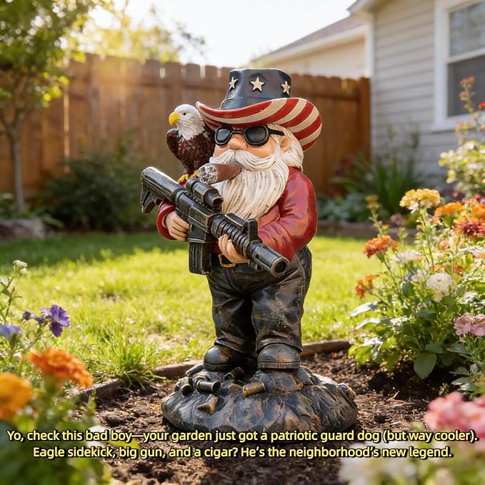 Patriotic Gnomes, Military gnome,gnome,4th of July/Army/Armed Gnomes Fighting, for Men,USA, Military Gifts,Veteran Gifts,Desk Decor for Men,Mens Office Decor 003
