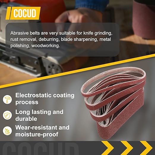1 x 30 Inch Sanding Belt, 8 Pcs 60 Grit Knife Sharpener Belts Work Sharpening for Belt Sander Knife Carving Tool Metal Working
