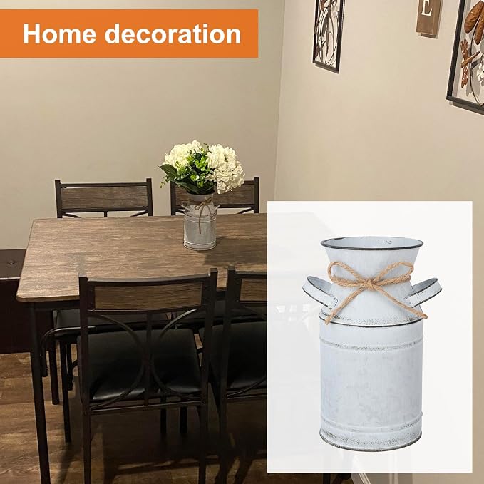 4 Pack Metal Flower Vase, Galvanized Metal Milk Can, French Rustic Milk Jug Planter, Farmhouse Decorative Flower Vase, Farmhouse Metal Vases for Home, Fireplace, Cabinet, Bathroom Decor