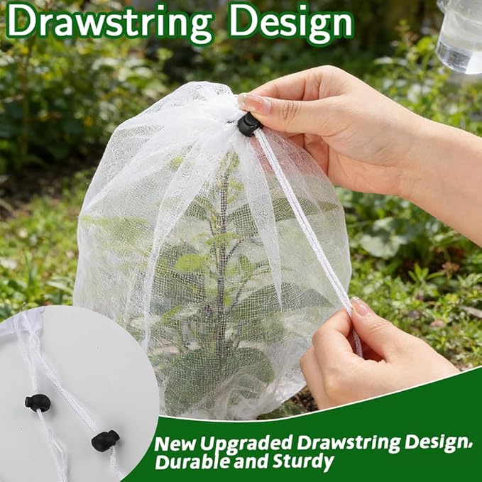Bird Netting for Garden Protection, 2 Pack Garden Netting Pest Barrier with Drawstring 3.3Ftx2.7Ft Blueberry Bushes Fruit Tree Netting Garden Plant Protection Mesh Covers for Vegetables Bushes Flowers
