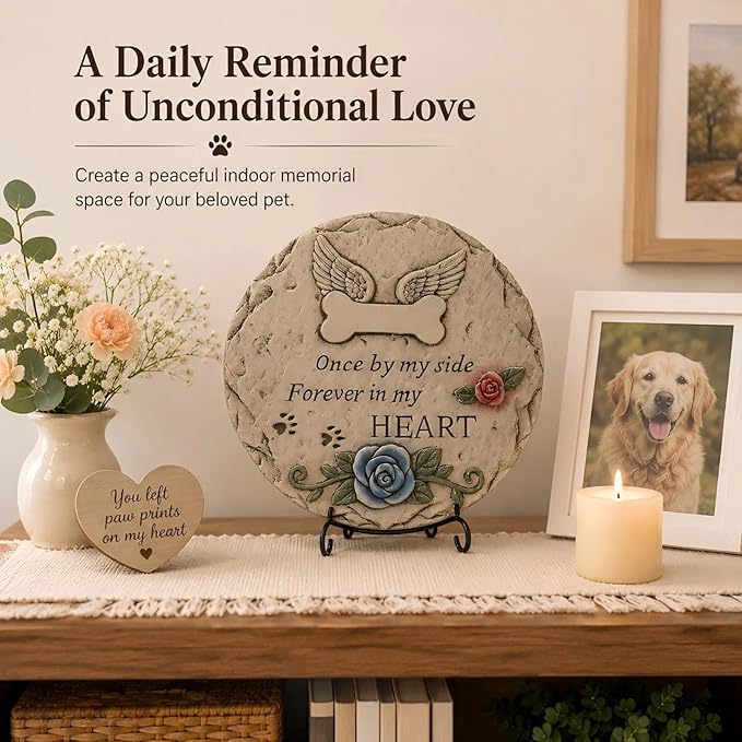 bechive Pet Memorial Stones for Loss of Dog, Memorials & Funerary Decorative Garden Stepping Stones for Outdoor, Dog Grave Headstones Marker, Pet Sympathy Bereavement Gift