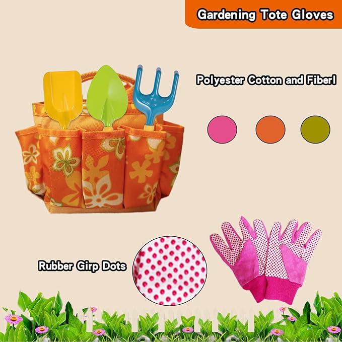 Kids Gardening Set for Girls Boys Ages 3-7,13PCS Garden Tool Kit with Apron,Tote Bag,Outdoor STEM Learning Toy,Garden Gifts for Kids