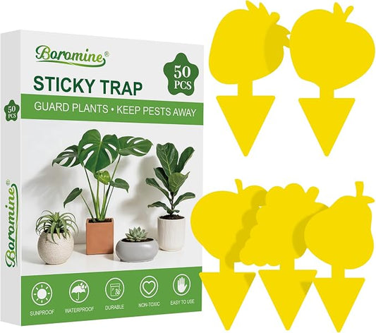 Yellow Sticky Traps for Plant Gnats, 50 Pack Fungus Gnat Trap, Effective Sticky Gnat Traps for Indoor and Outdoor Plants