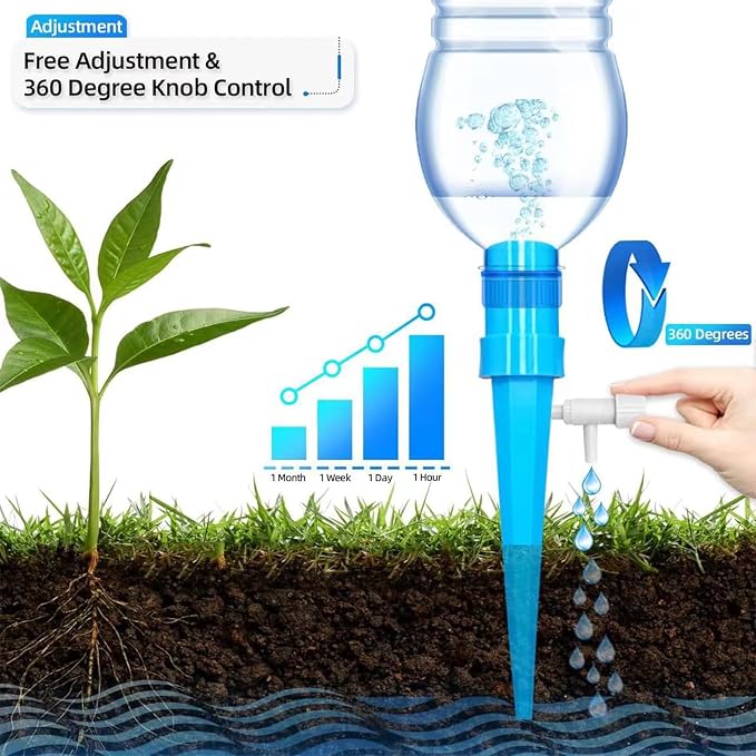 New!Self Watering Spikes for Pots Indoor Plants,Universal Bottle Mouth,Automatic Irrigation Stakes,Slow Release Water Valve,Vacation Proof Drip
