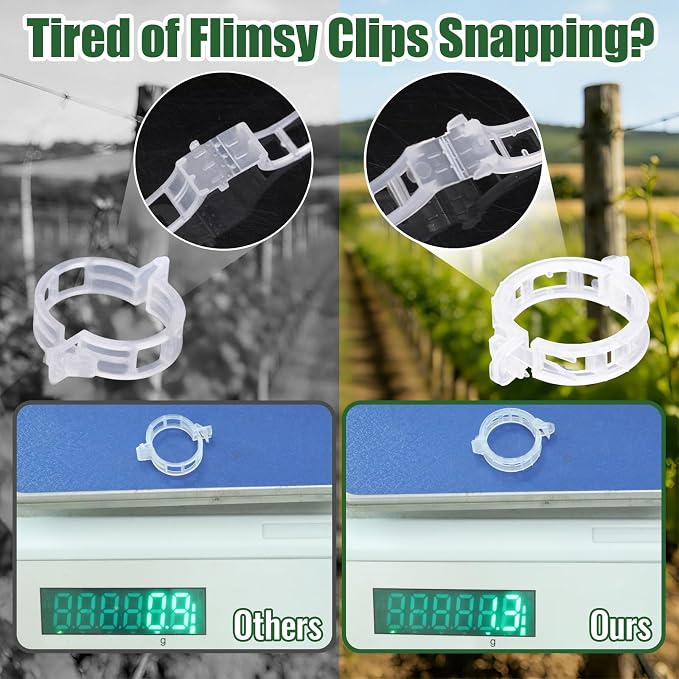 300 Pcs Tomato Clips for Climbing Plants & Garden Clips | All-Season Durable Reusable Plant Supports for Cucumbers, Grapes and Vegetables (Green)