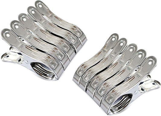 10 Pack 4.7" Stainless Steel Pool Cover Clips, Heavy Duty Pool Cover Clamps for Above Ground Pool Winter Wind Guard, Multipurpose Beach Towel Clips, Laundry Clothespins, Curtain & Quilt Clips
