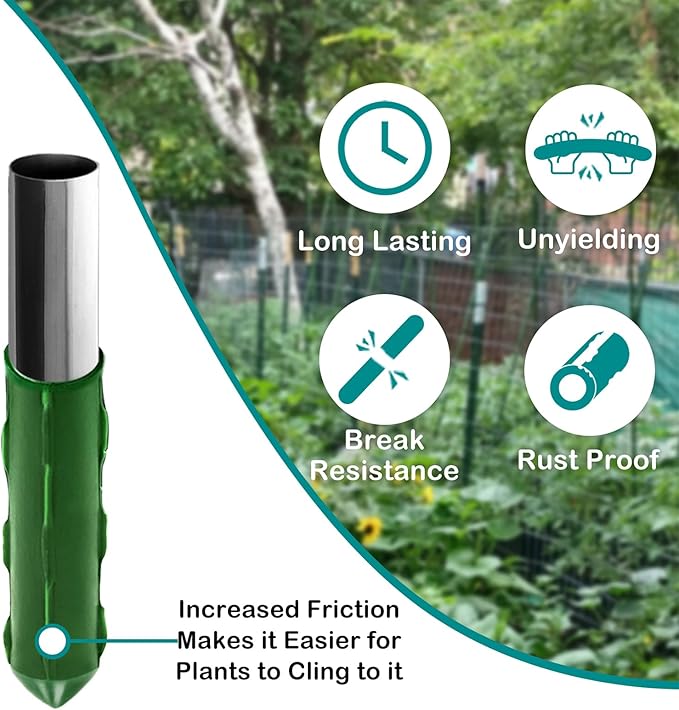 25 Pack Garden Stakes 6FT (72 Inch), Heavy Duty Steel Tomato Stakes with Plastic Coating, Extra Tall Plant Support Stakes for Outdoor Climbing Plants, Vegetables, Vines & Garden Use