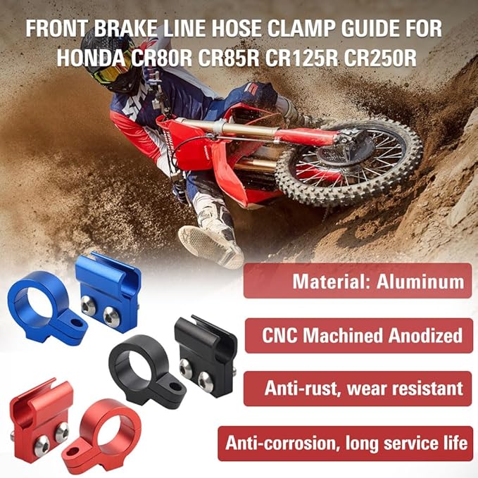 FSFY Motorcycle Front Brake Hose Cable Clamp Front Brake Line Guide Holder for HONDA CR80R/85R, CR125R/250R, CRF150R/450R(red)
