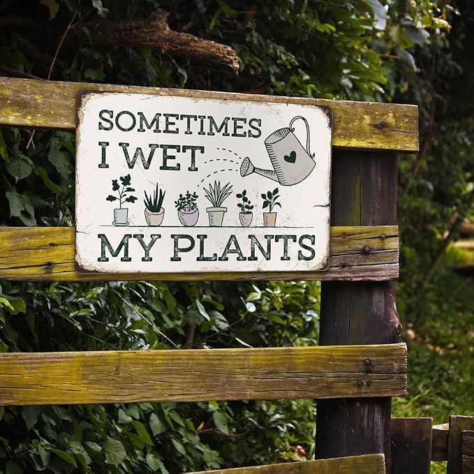 Funny Garden Metal Sign Vintage Outside Garden Decor Gardening Gifts for Women Plants Lovers12" x 8"