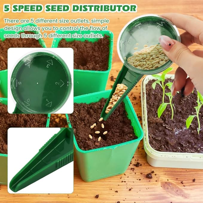 6PCS Mini Seed Spreader Set(Include a Pair of Gloves), 2026 new Small Se-ed Planter Tool, Manual Seedlings Dibber and Widger Set, Seed Sower Spreader Handheld for Tiny Seeds