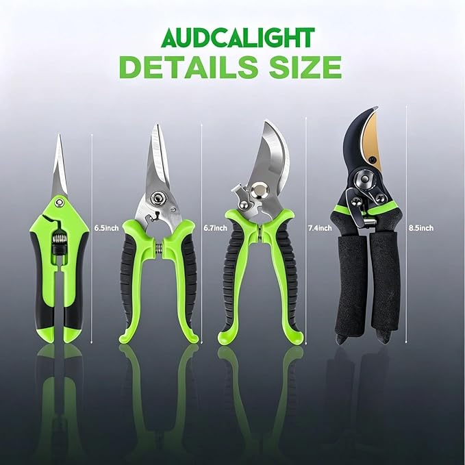 4-Pack Bypass Pruning Shears, Titanium Steel Blade,With Gardening Gloves,Shears Stainless, Ergonomic Hand Pruning Shears for Trees, Plants (Shears Gardening Tool Kit)