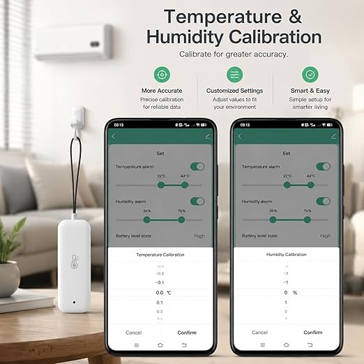 WiFi Hygrometer Thermometer Sensor: Wireless Smart Temperature Humidity Monitor with App Notification Alert, Data Storage Export, Calibration Function, Compatible with Alexa (White-4PCS)
