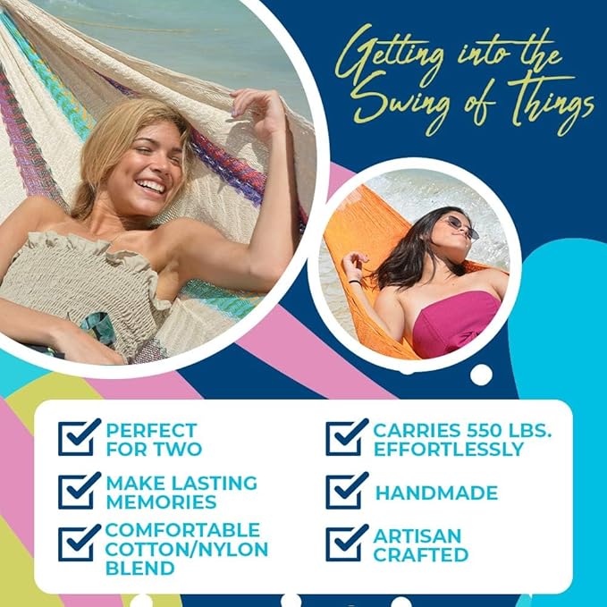 Handmade Matrimonial Hammock - Hammocks Rada Handmade Yucatan Hammock - Artisan Crafted (Sky Blue)
