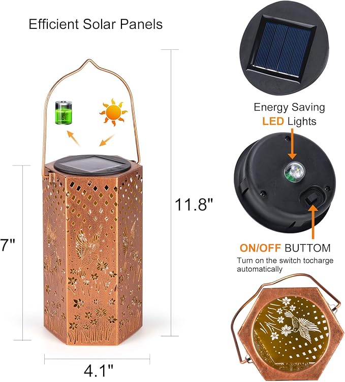Eandisom Birthday Gifts for Women, 4 Pack Hummingbird Solar Lanterns