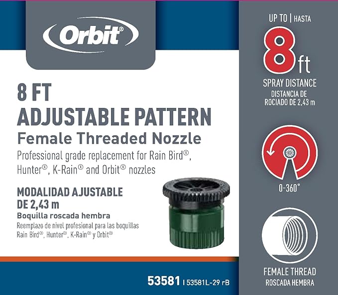 Orbit 53581 8' Adjustable Arc Sprinkler Spray Head Nozzle