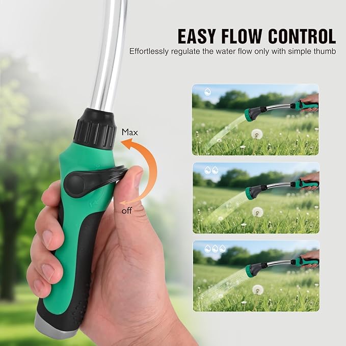 Yesker Watering Wand for Garden Hose, 19 Inch, 8 Spray Patterns, Garden Hose Nozzle with Thumb Flow Control, Ideal for Water Plant, Shrubs and Yard