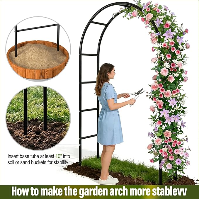 Metal Pergola Arbor 7'6"Wide x 6'5'High/4'6"Wide x 7'10"High,Assemble Freely 2 Sizes,Wide Wedding Garden Arbor Bridal Party Decoration Arbor