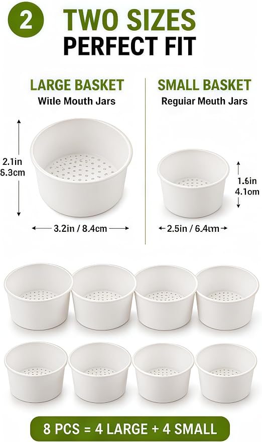 Microgreens Growing Kit for Mason Jar, Sprouting Lid and Seed Sprouter Kit, Easy Indoor Microgreens Grower for Kitchen Herb Gardening and Home Growing（8 Items）