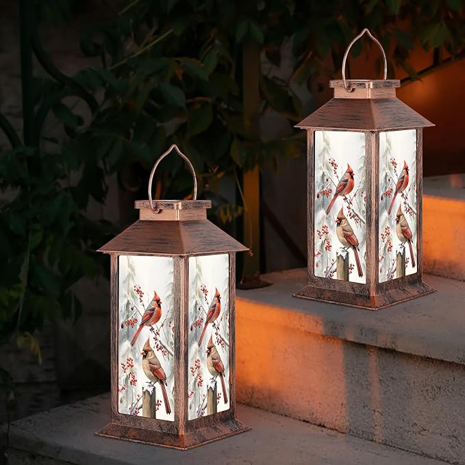 Solar Lanterns for Garden Decor, Waterproof Design Solar LED Hanging Lights for Yard, Patio, Lawn, and Porch, Gifts for Mom, Grandma(Snow Scene)