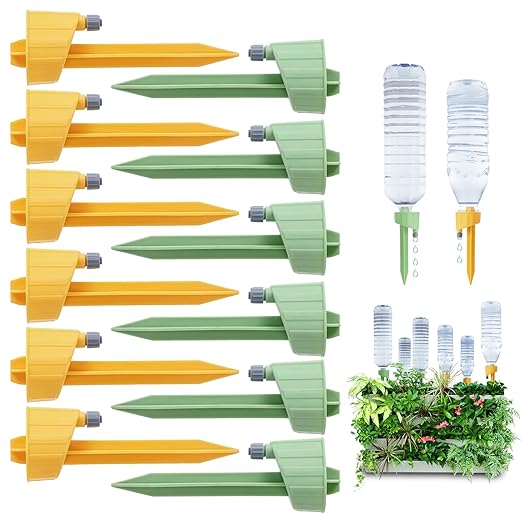 12PCS Self Watering Spikes, Auto Plant Watering Devices with Adjustable Valve Switch, Self Watering Planter Insert Automatic Watering System for Indoor & Outdoor Garden Potted Plants