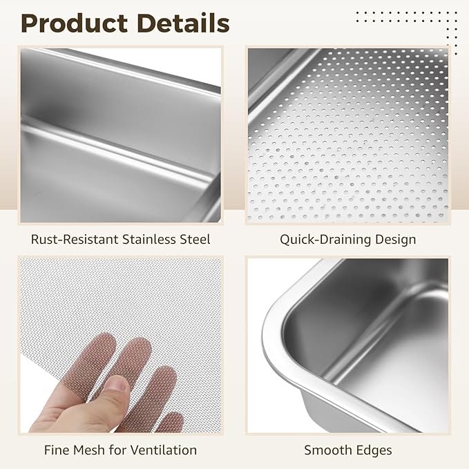 6Pack Microgreens Growing Kit,Stainless Steel Growing Trays Set with 2 x Fine Mesh, 2 x Drain Basin, and 2 x Tray, 10.4 x 7.7 in Sprouting Jar Greens Growing kits for Sprouts, Cat Grass, Wheatgrass