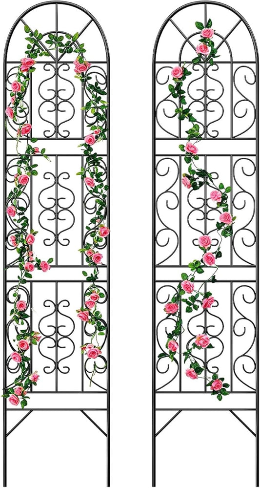 2 Pcs 60" H X 11.8" W Trellis for Climbing Plants Outdoor, Small Metal Garden Trellis for Outside, Sturdy Support Garden Plant Trellis Arch for Rose Cucumber Flower Vine Decor