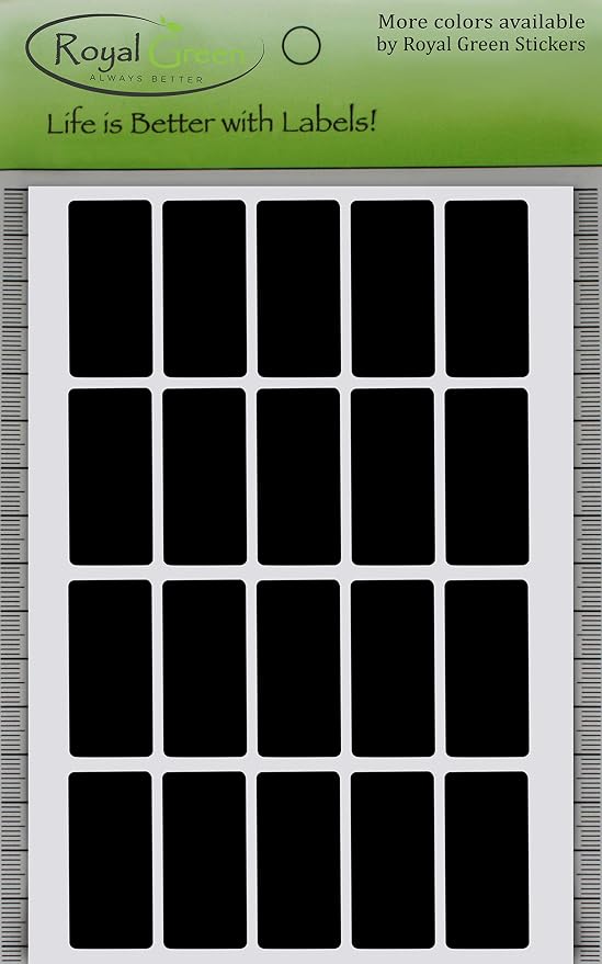 Royal Green Rectangle Shape Sticker 1.57 inch x 0.75 inch Black Stickers Rectangular Labels (40mm x 19mm) - 300 Pack