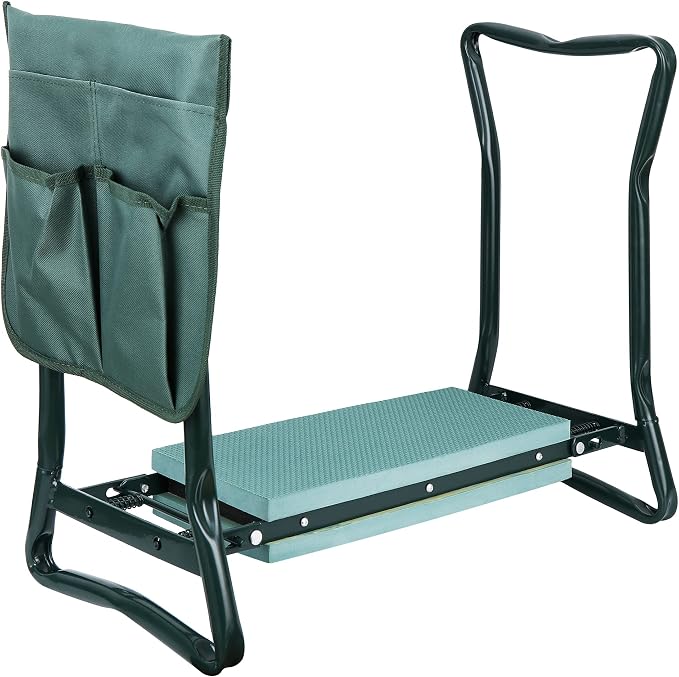 Garden Kneeler and Seat w/Thicken Wide Seat,Tool Pouch,Foldable Gardener Stool Bench, Gifts for Women Men Seniors Gardeners