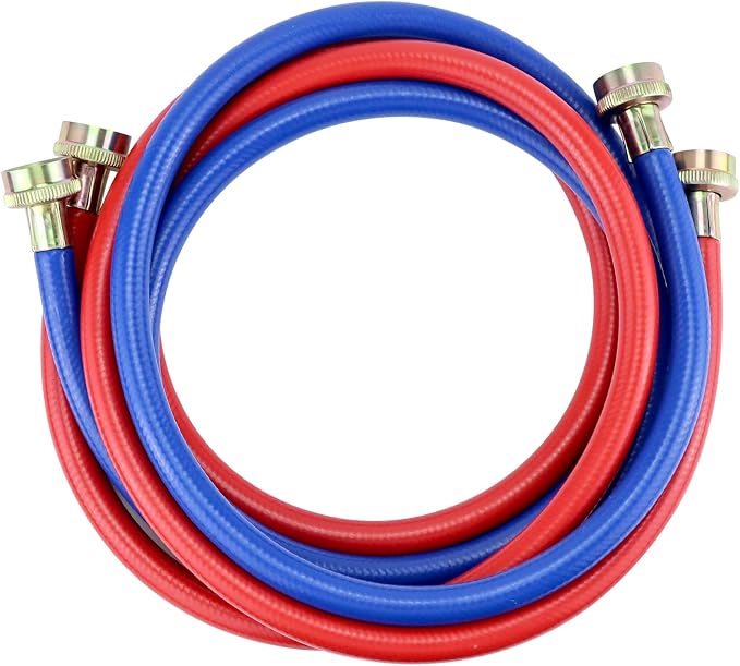 Washer Hoses 4FT,Rubber Washing Machine Hoses 3/4 Washer Machine Hoses 2 packs,Burst Proof Water Supply Lines for Hot and Cold Washer Water Hoses-by MIFLUS,10 YEARS WARRANTY