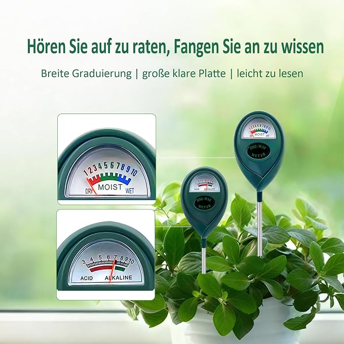 2 Pack Soil Tester, Soil Moisture Meter + pH Tester, Soil Test Kit Tool for Indoor & Outdoor Plants, Water Hydrometer/pH Meter Dial Display Tester for Garden, Lawn, Farm, No Battery Required
