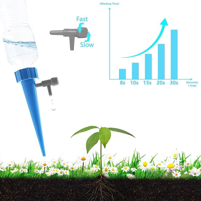 20 Pack Self Watering Spikes, Plant Watering Devices Plant Watering Spikes with Adjustable Control Valve Switch, Plant Watering Devices for Indoor Outdoor Potted Plants
