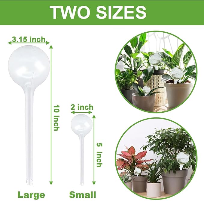 Plant Watering Globes Set of 10, Self Watering Bulbs for Indoor & Outdoor Plants, Plastic Automatic Water System Self-Watering Balls Irrigation Device (Clear, 10 Pack Small)