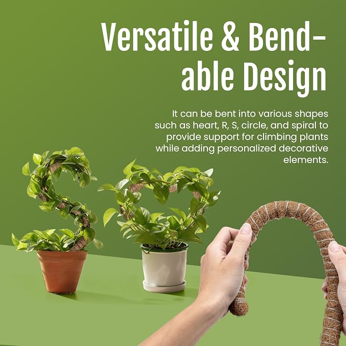 Mcbazel 2 Pack 39'' Bendable Moss Pole, Monstera Plant Support, Coco Coir Moss Poles for Climbing Plants, Stakes for Indoor Plant, Accessories for Monstera Pot