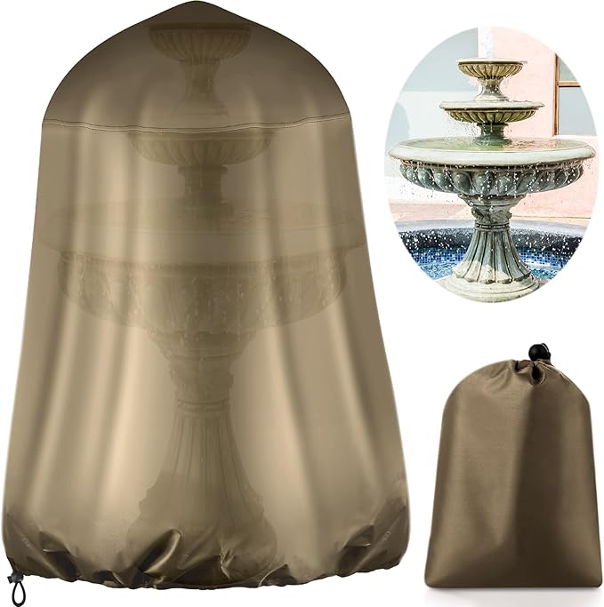 Tatuo Fountain Covers for Winter Waterproof 36"x42" 600d Outdoor Oxford Cloth Garden Fountain Statue Protective Cover with Drawstring for Outdoor Garden Statue