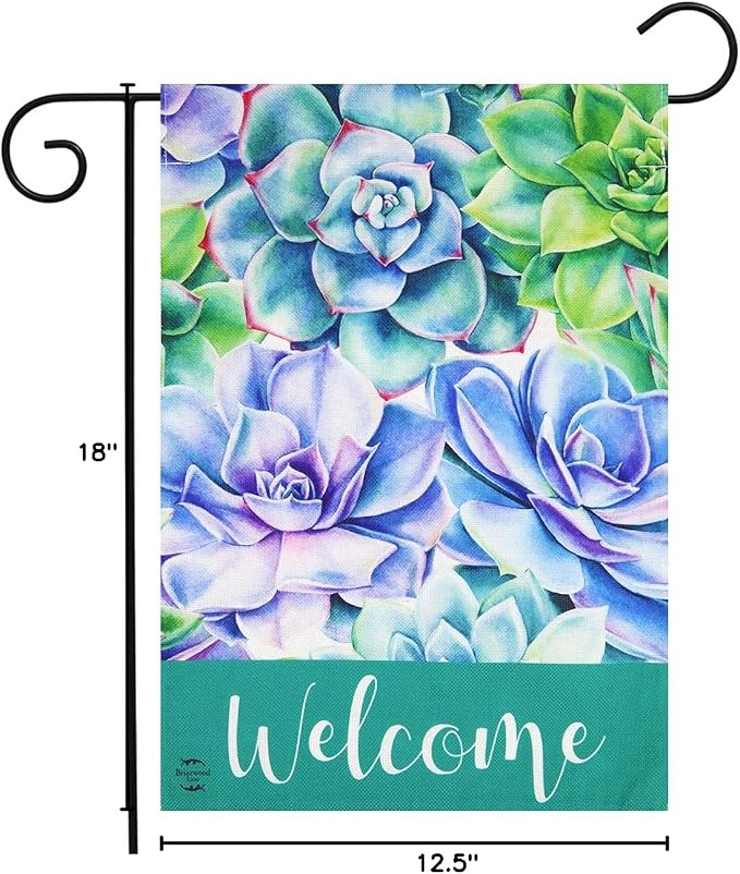 Succulents Spring Burlap Garden Flag 12.5" x 18" Briarwood Lane