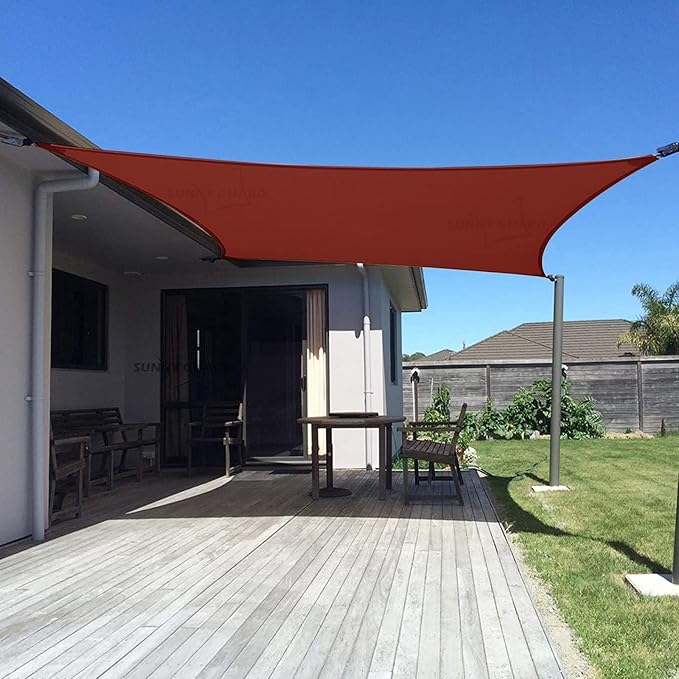 SUNNY GUARD Sun Shade Sail 13' x 16.5' Rectangle Terra Red UV Block Sunshade for Backyard Yard Deck Patio Garden Outdoor Activities and Facility(We Make Custom Size)