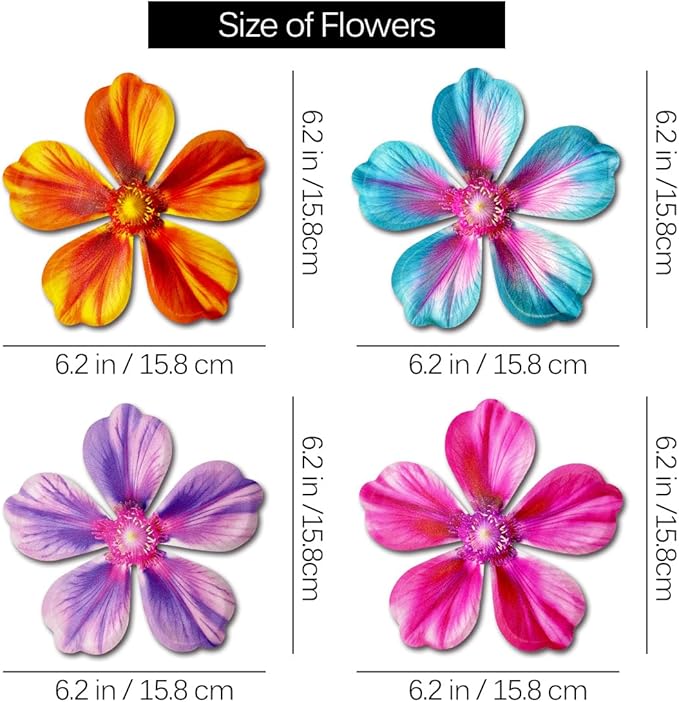 Giyyomtr Metal Flowers Wall Decor - 4pcs Metal Wall Art Hanging Decorations for Outdoor Fence Garden Yard Patio Exterior Wall Decor