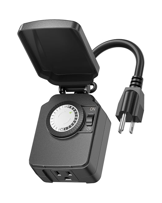 BN-LINK 24 Hour Heavy Duty Mechanical Timer, Outdoor Timer Outlet Waterproof with 30 Minutes Intervals, 1 Grounded Outlets for Christmas Lights Pool Pump,15A 1/2HP, ETL Listed