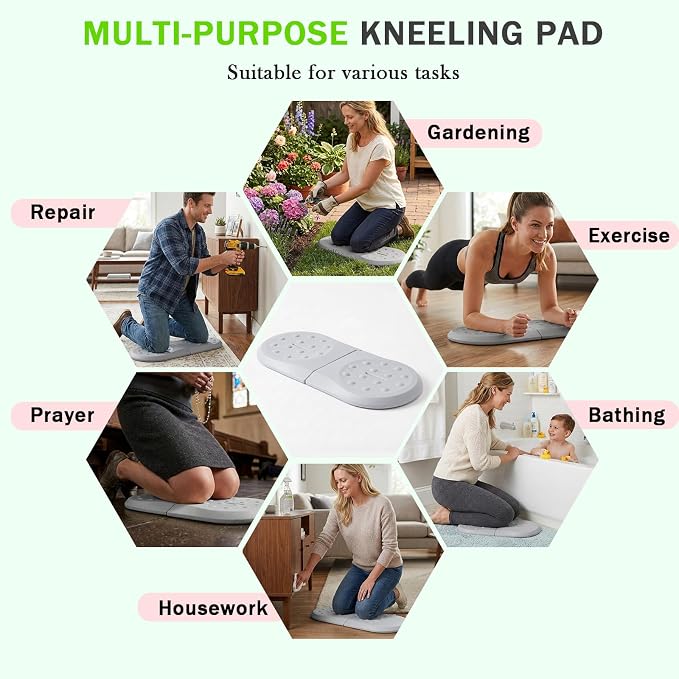 Babylush Foam Waterproof Comfortable Kneeling Pad,Grey,21×11×1.2 in | Soft Material,Anti-slip,Easy to Clean,Portable,Foldable,Gardening,Baby Bathing,Exercise,Yoga,Workout,Pilates