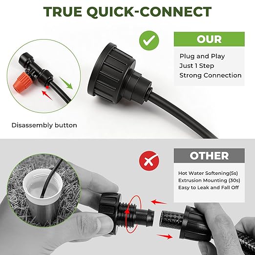 50FT Drip Irrigation Kit, Quick Connect Garden Watering System, Easy Install Drip Irrigation System with Misting Nozzles for Patio, Potted Plants, Small Garden & Greenhouse