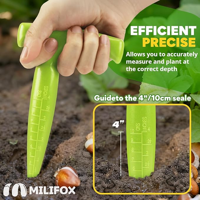 Seed Planter Tool, T-Handle Seed Dibber with Scale, Seed Spreader Tool with 5 Adjustable Holes, Dibbler Gardening Tool for Trays, Raised Bed, Balcony Garden (Light Green 2PCS)