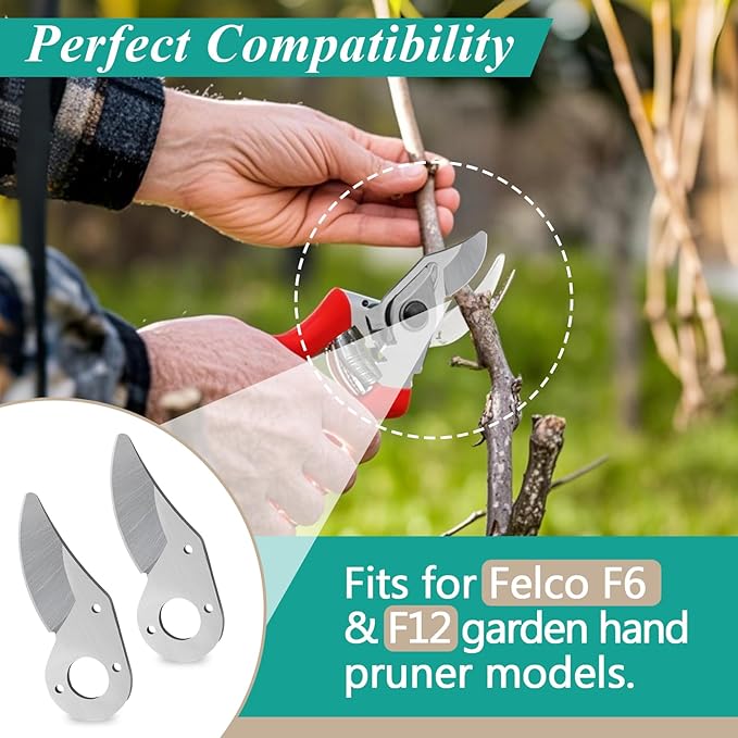 2 Pcs Hand Pruner Replacement Kit (6/3-1) for Felco Pruners Models: F6 & F12 - Spare Blade, Spring & Adjustment Key for Garden Pruning Shears & Bypass Clippers